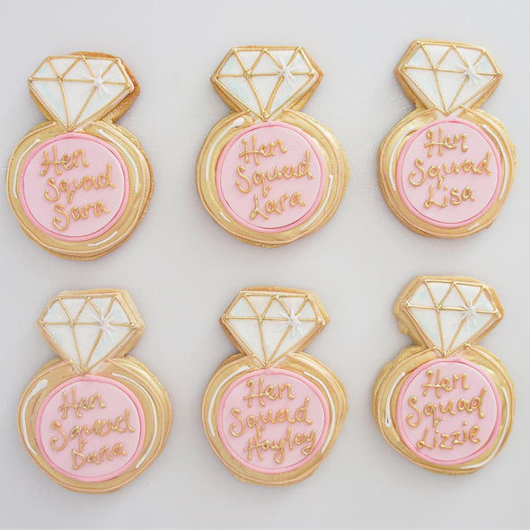 Hen Party Diamond Ring Cookies - Tuck Box Cakes