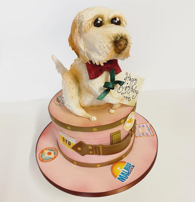 Dog On A Hat Box Cake - Tuck Box Cakes
