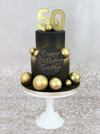 Black and gold spheres cake - Tuck Box Cakes