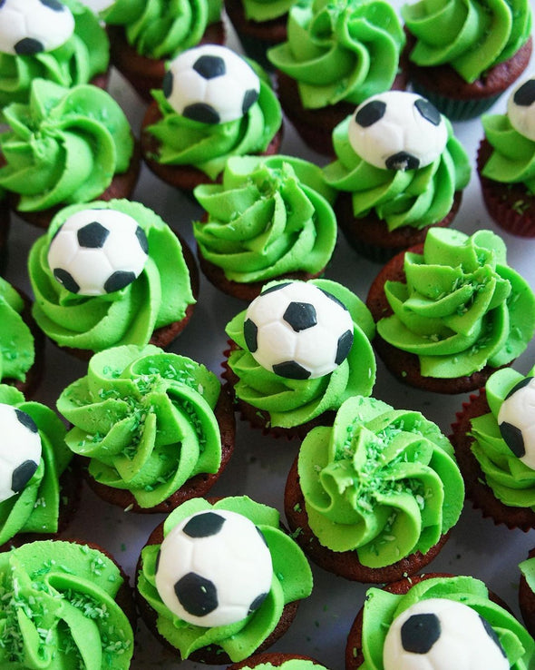 Football mini cupcakes - Tuck Box Cakes