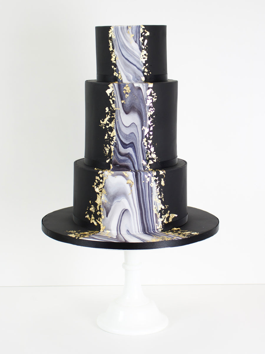 Black, Marble And Gold Leaf Cake – Tuck Box Cakes