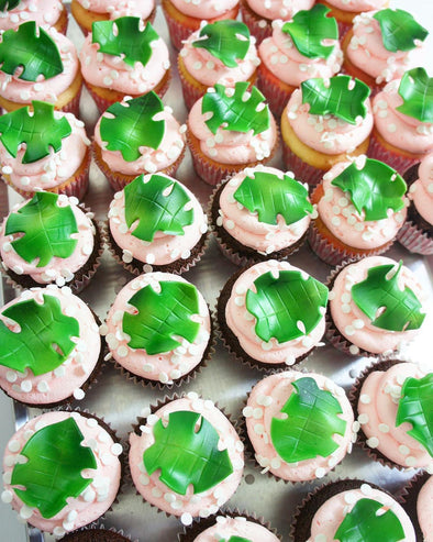 Tropical leaf cupcakes - Tuck Box Cakes
