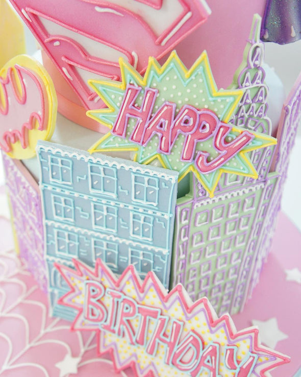 Pastel Super Hero's Cake - Tuck Box Cakes