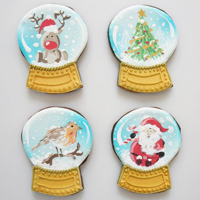 Hand Painted Snow Globe Cookies - Tuck Box Cakes
