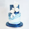 Marble and flower single colour cakes - Tuck Box Cakes