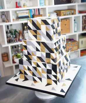 Geometric square and triangle cake - Tuck Box Cakes