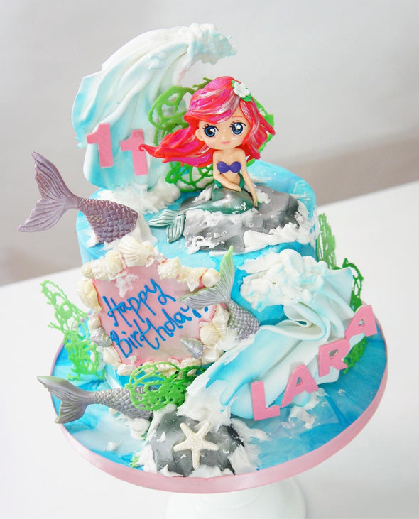 Mermaid Cake Single Tier - Tuck Box Cakes