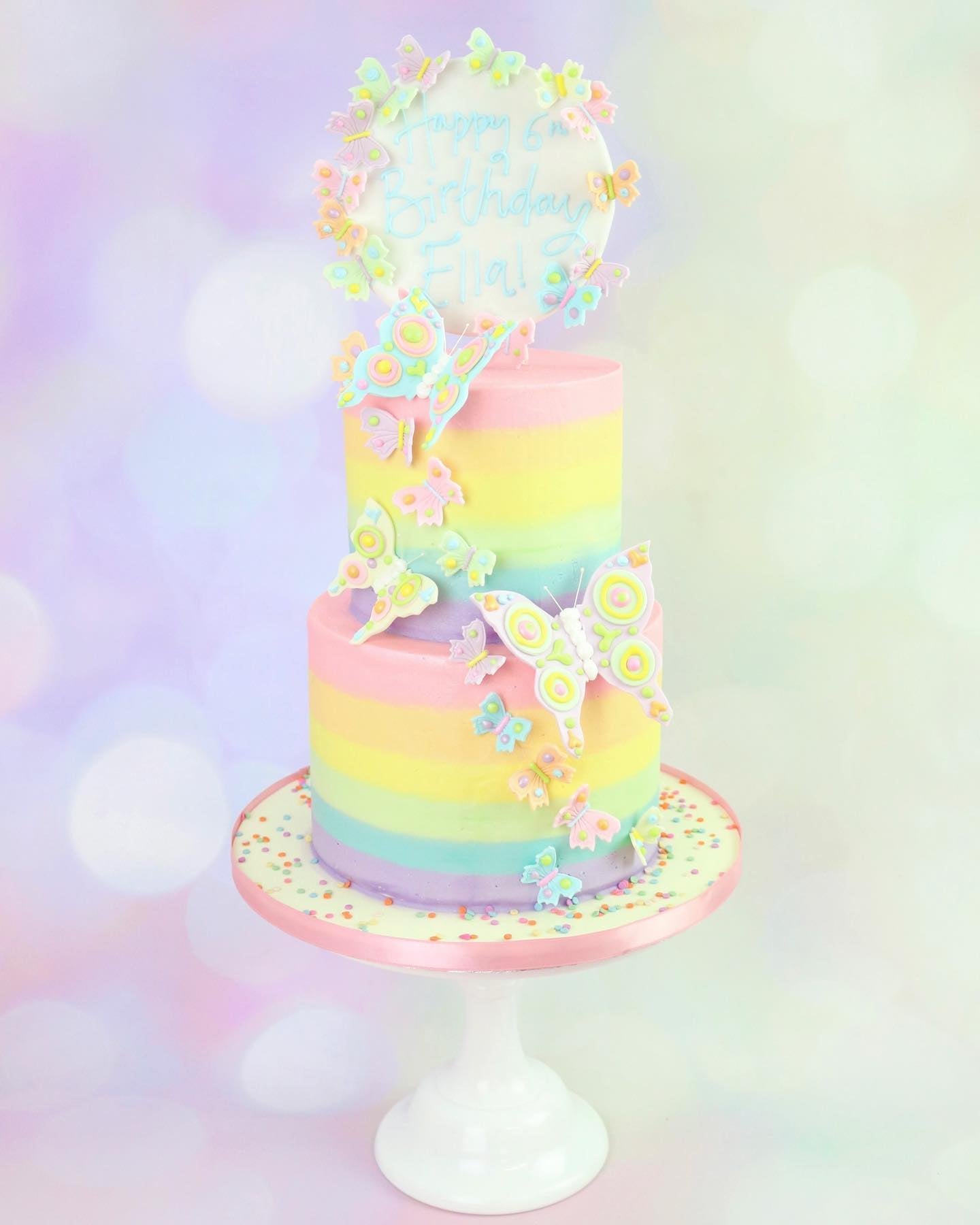 1st birthday pastel rainbow cake🌈 #LayeredwothSugar #1stbirthday #cak... |  TikTok