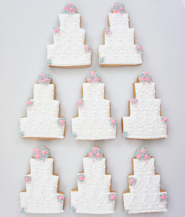 Pretty Wedding Cake Cookies - Tuck Box Cakes