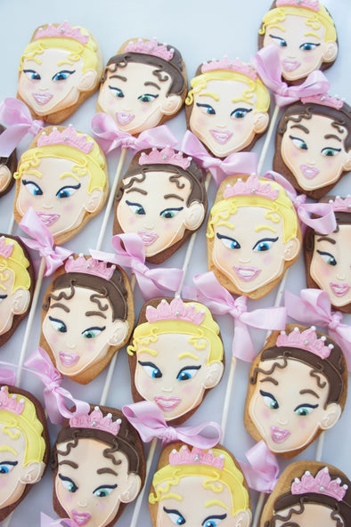 Princess face cookie pops